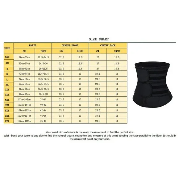 Dual Compression Belts Neoprene Waist Trainer Corset Cincher YKK Zipper Closure - Picture 10 of 10